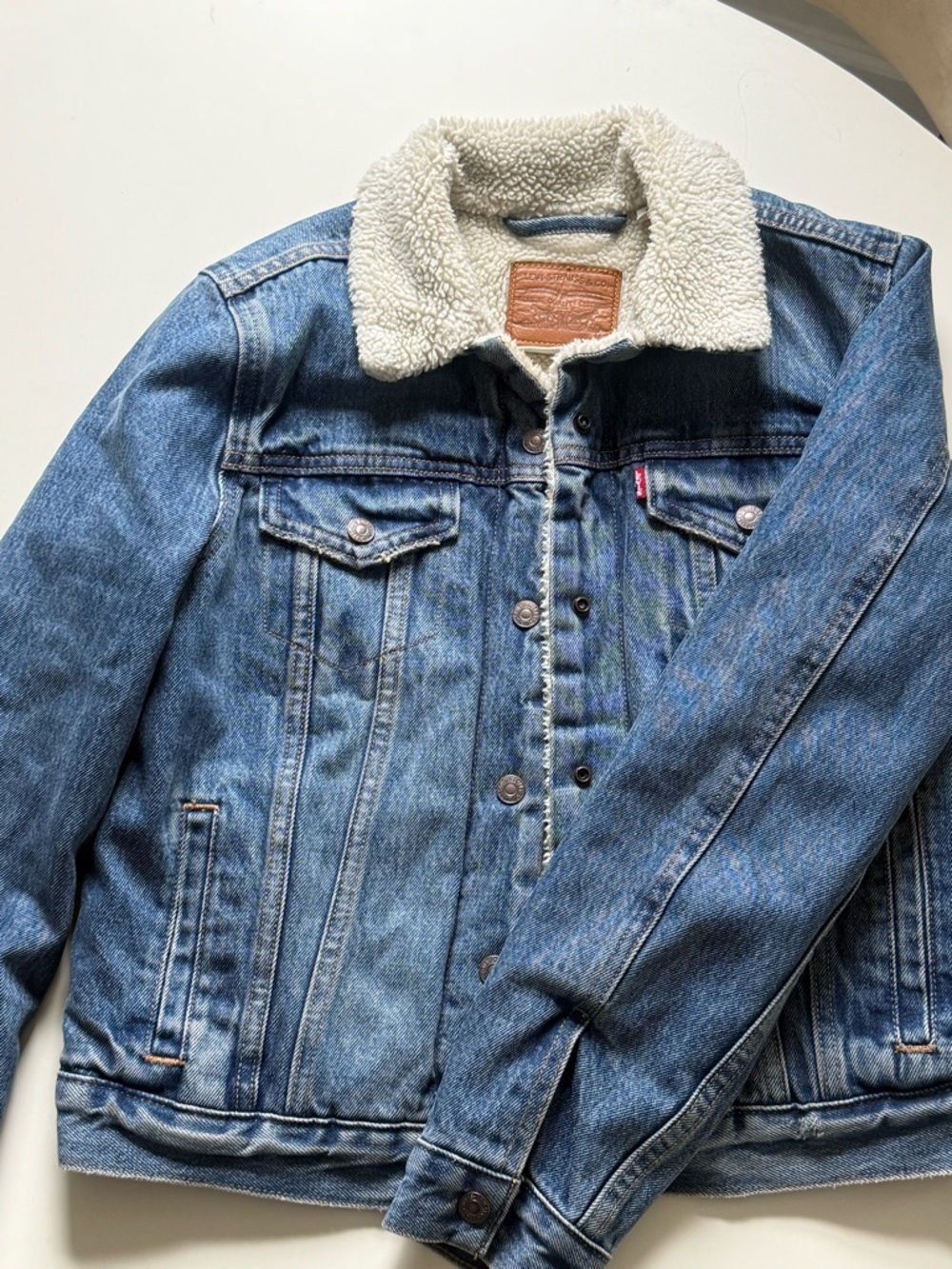 Levi's Blue Denim Jacket with Cream Sherpa Collar